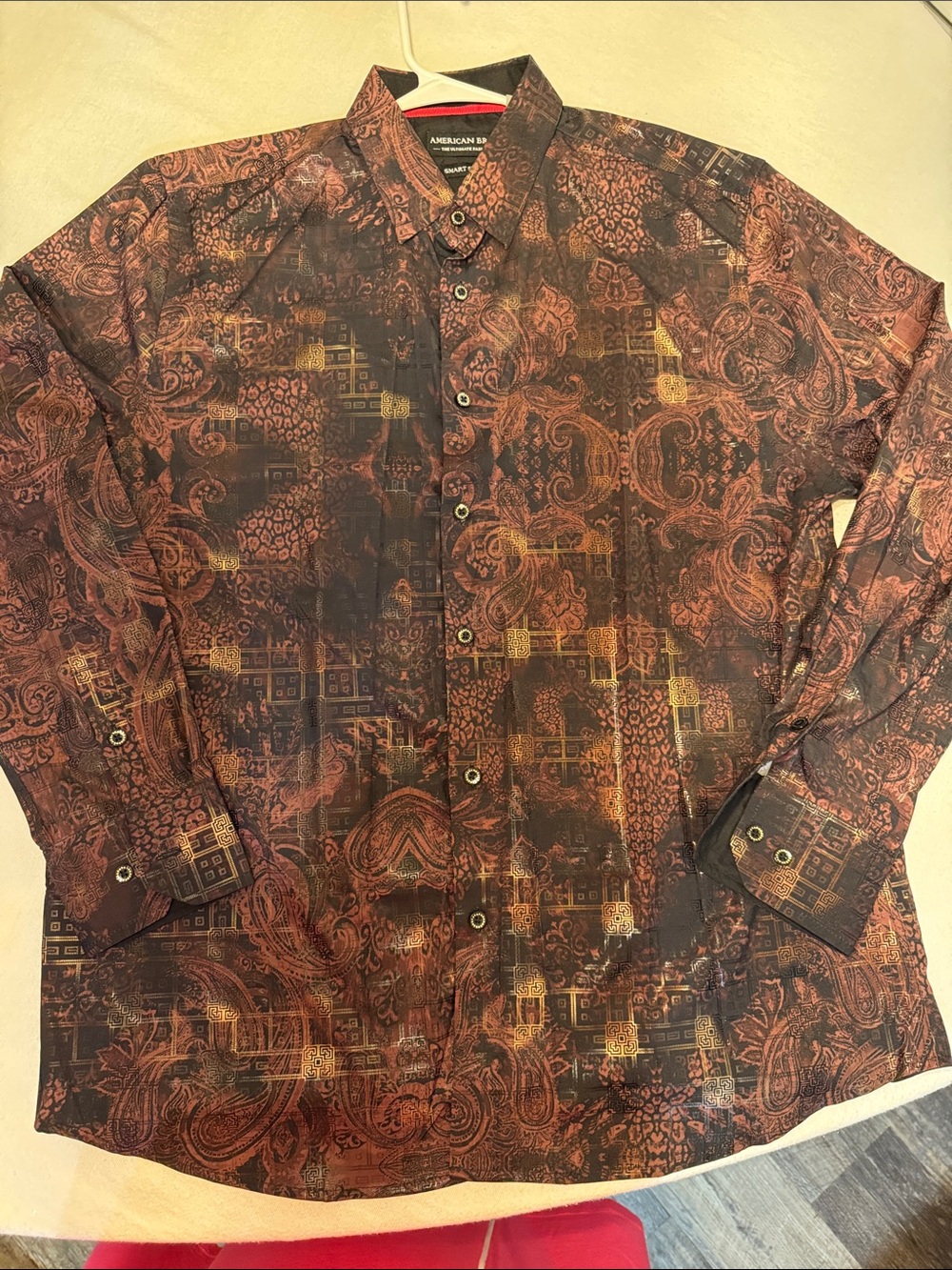 American Breed Brown & Gold Paisley Print Shirt Jacket